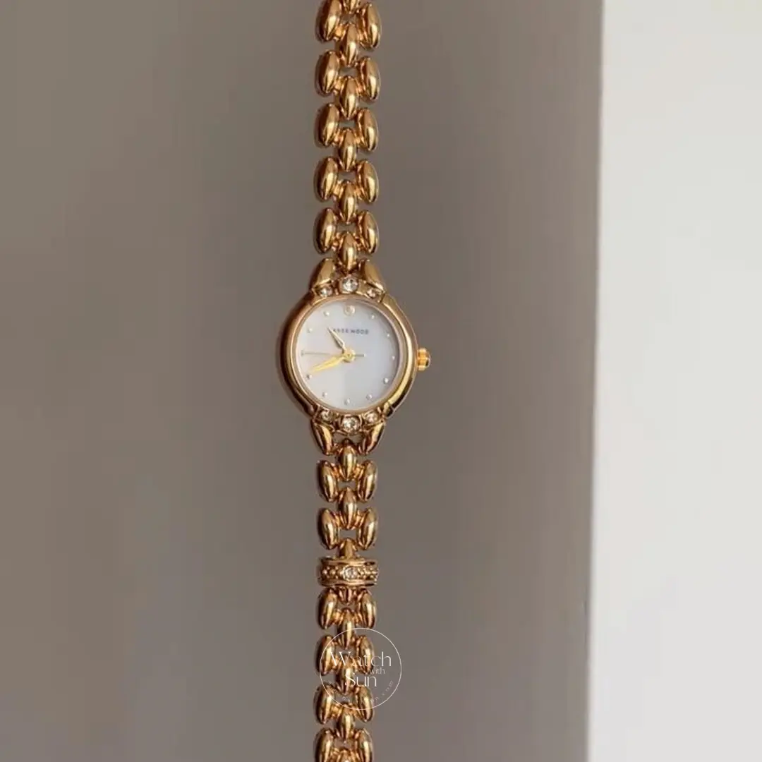 Dainty Gold Small Face Watch Mother of Pearl Dial Bracelet Watch for Women