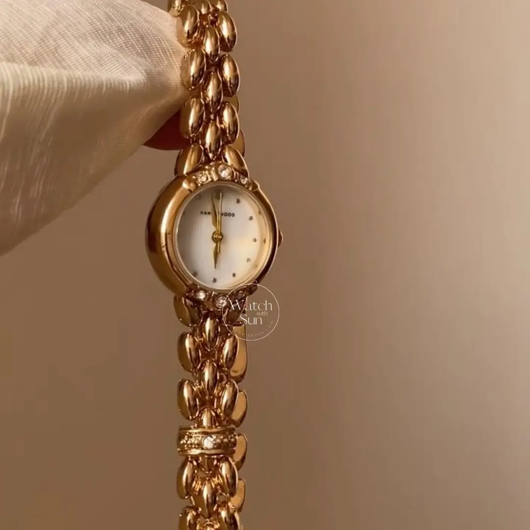 Dainty Gold Small Face Watch Mother of Pearl Dial Bracelet Watch for Women