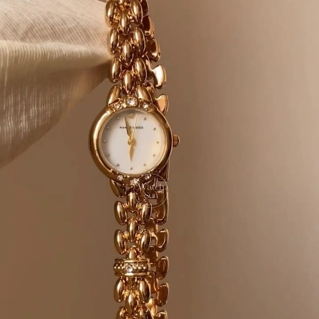 Dainty Gold Small Face Watch Mother of Pearl Dial Bracelet Watch for Women