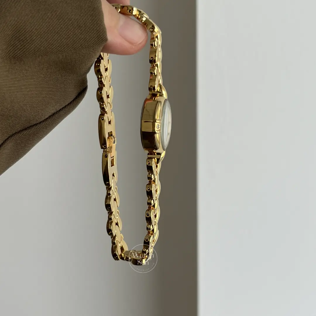 Vintage-Inspired Mother of Pearl Dial Watch Dainty Gold Bracelet Watch