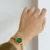 Vintage-Inspired Green Round Face Bracelet Watch for Women