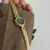 Vintage-Inspired Green Round Face Bracelet Watch for Women