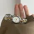 Vintage-Inspired White Dial Oval Face Two Tone Bracelet Watch for Women