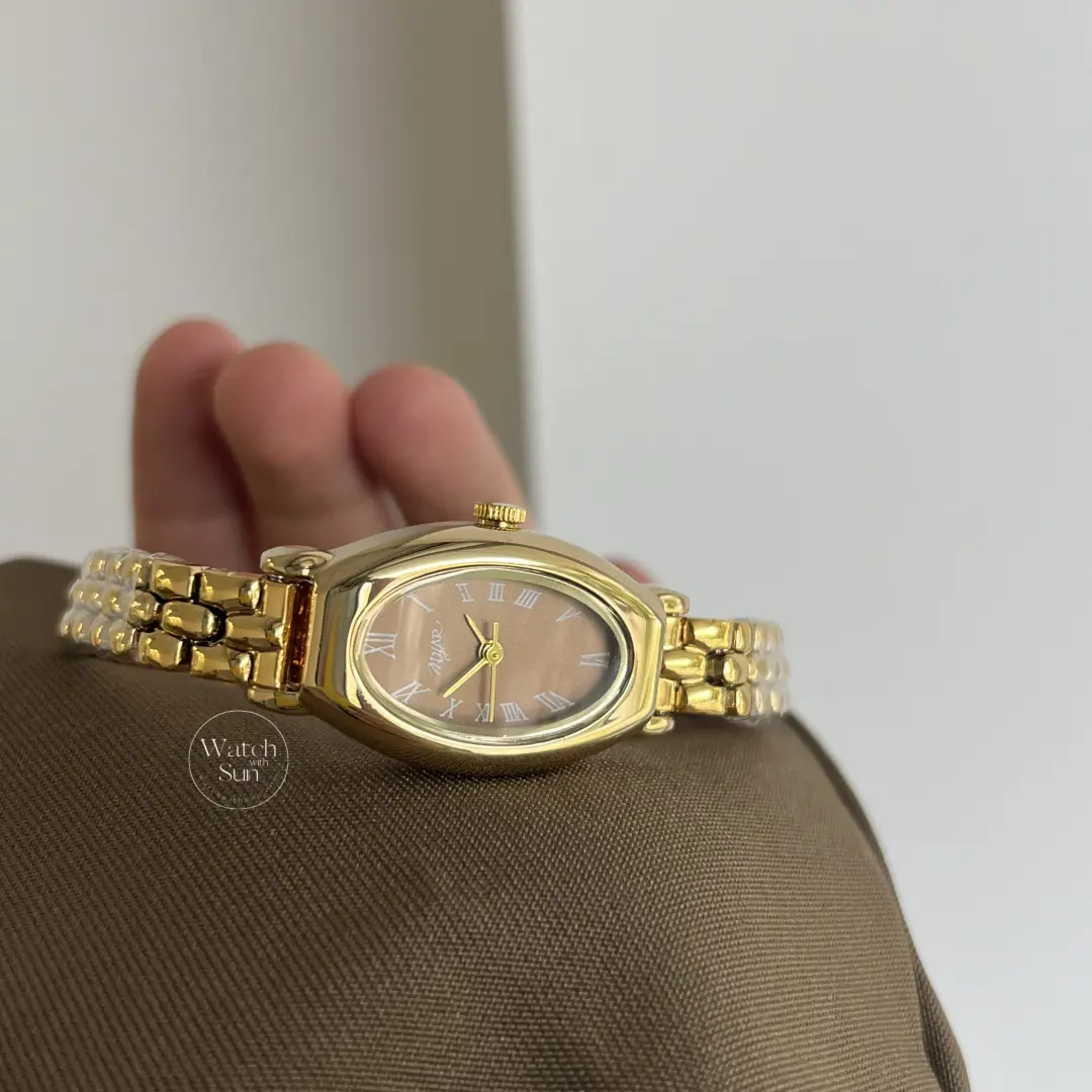 Dainty Brown Dial Oval Face Bracelet Watch for Women