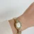 Retro Beige Mother of Pearl Dial Oval Gold Watch for Women