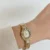 Retro Beige Mother of Pearl Dial Oval Gold Watch for Women