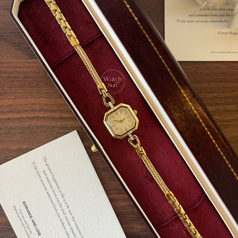 N731-3 Dainty Small Face Gold Watch Elegant Thin Bracelet Ladies Watch