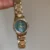 Chic Round Face Gold Bracelet Watch Blue Mother-of-Pearl Dial Ladies Watch