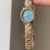 Chic Round Face Gold Bracelet Watch Blue Mother-of-Pearl Dial Ladies Watch