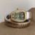 Snake Head Two-Tone Bracelet Watch Elegant Burgundy/Green Dial Watch