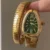 Luxury Snake Head Ladies Watch Gold Bracelet Green Dial Watch