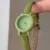 Chic Round Small Face Green/Pink Leather Ladies Watch for Petite Wrist - green