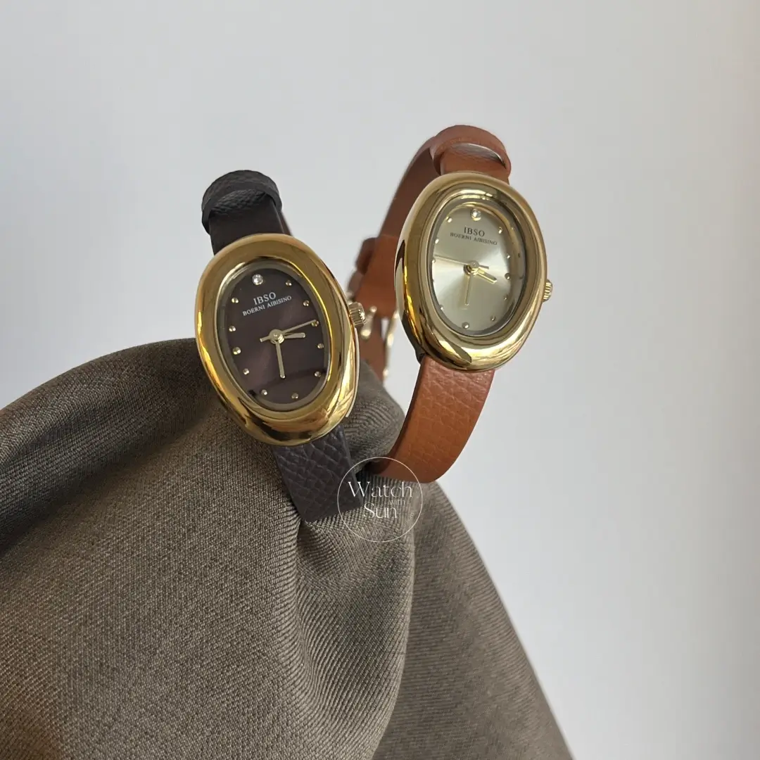 Modern Casual Oval Dial Watch Brown Leather Strap Watch for Women