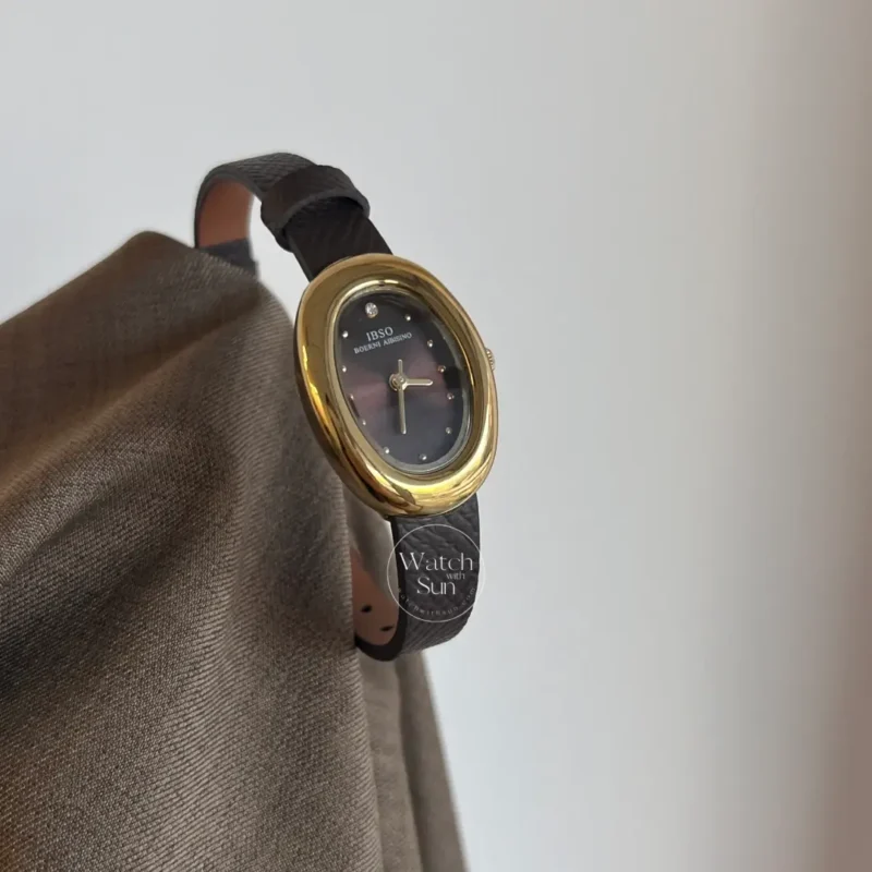 Modern Casual Oval Dial Watch Brown Leather Strap Watch for Women