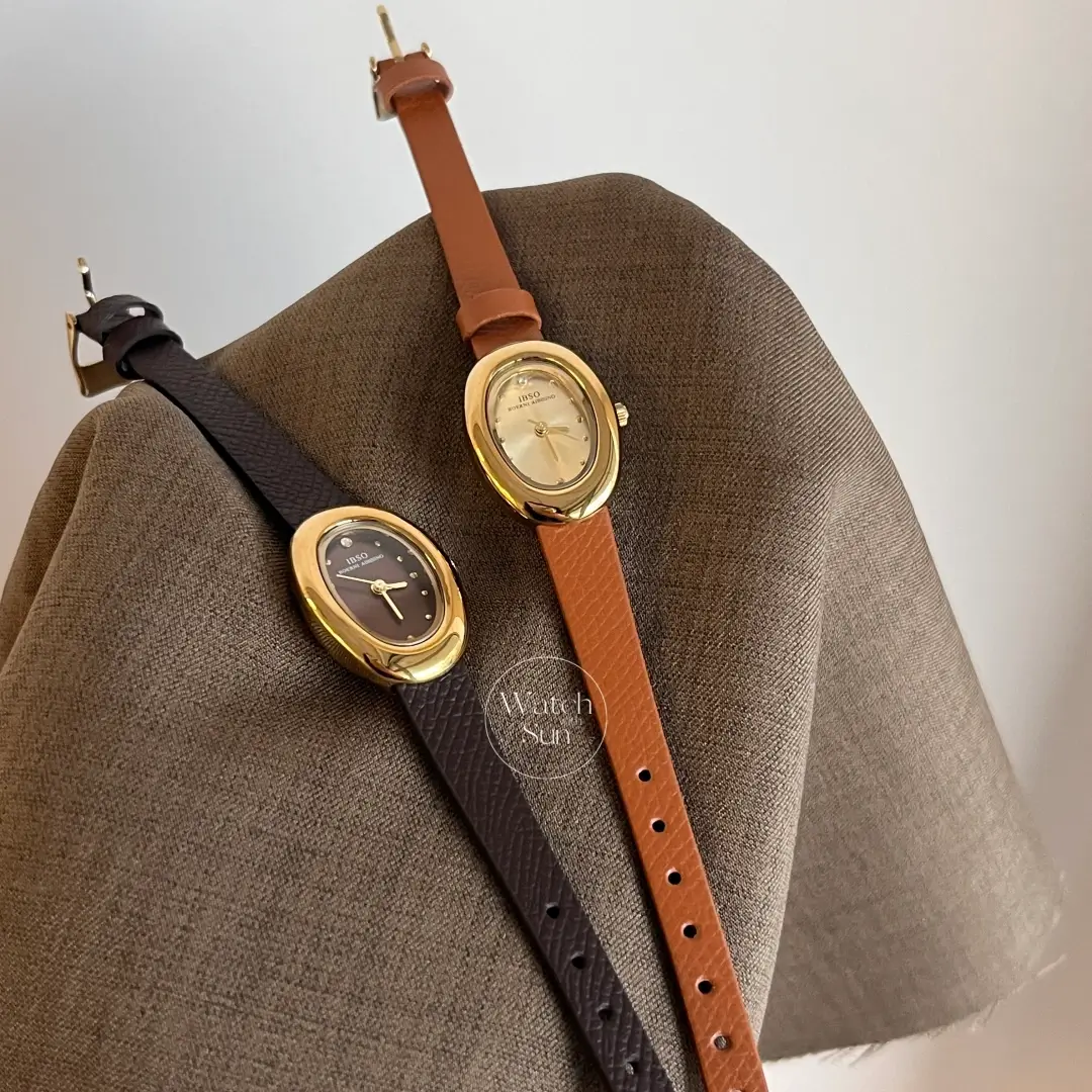 Modern Casual Oval Dial Watch Brown Leather Strap Watch for Women
