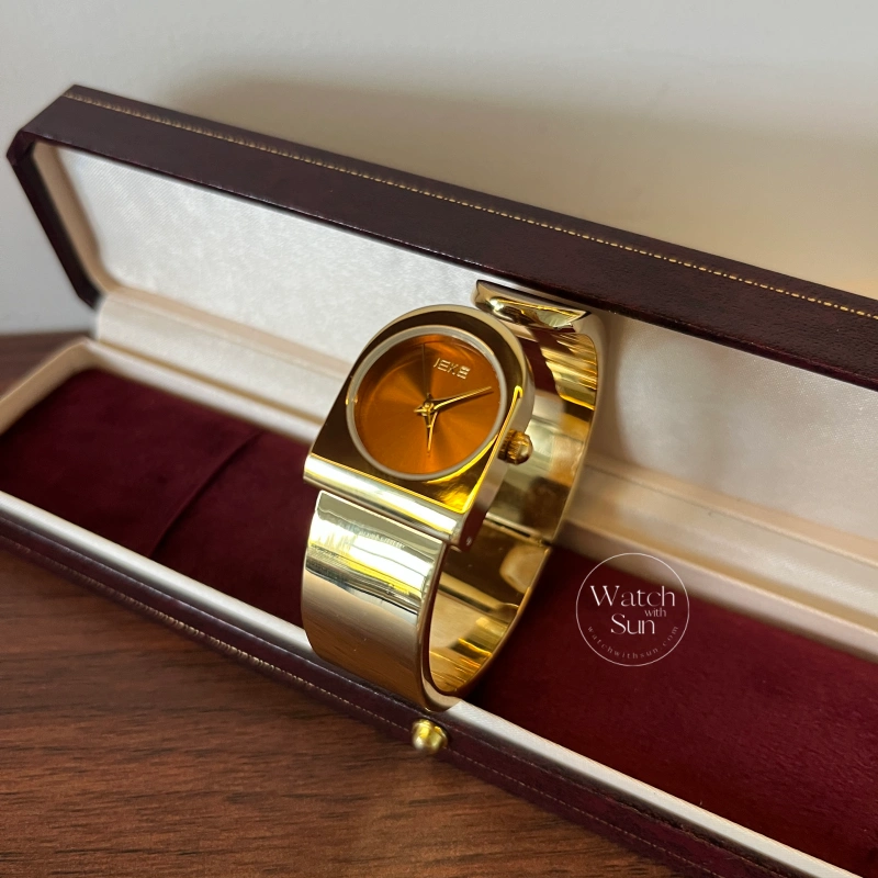 N804-1 Minimalist Gold Burgundy Dial Women's Bangle Watch
