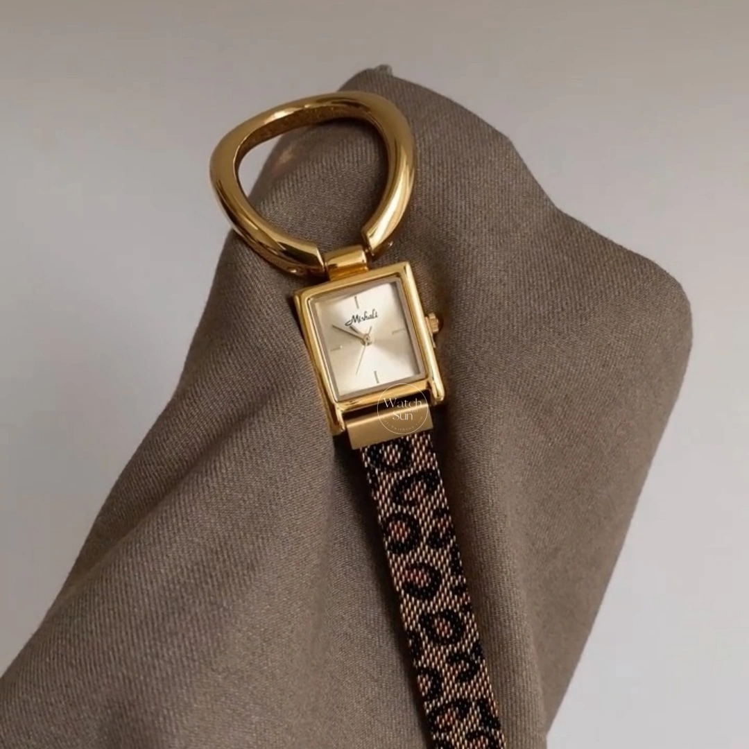 Chic Gold/Silver Leopard Watch Mesh Strap Square Women's Watch