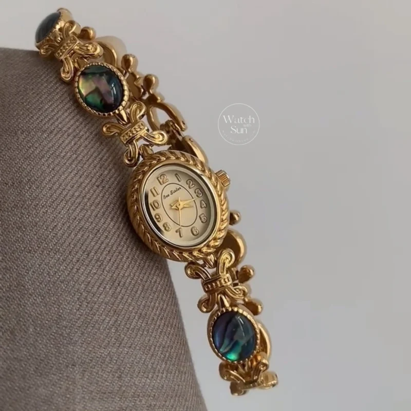 women's watches789-5 Elegant Oval Gold Bracelet Watch Abalone Shell Inlay Vintage Luxury Women's Watch