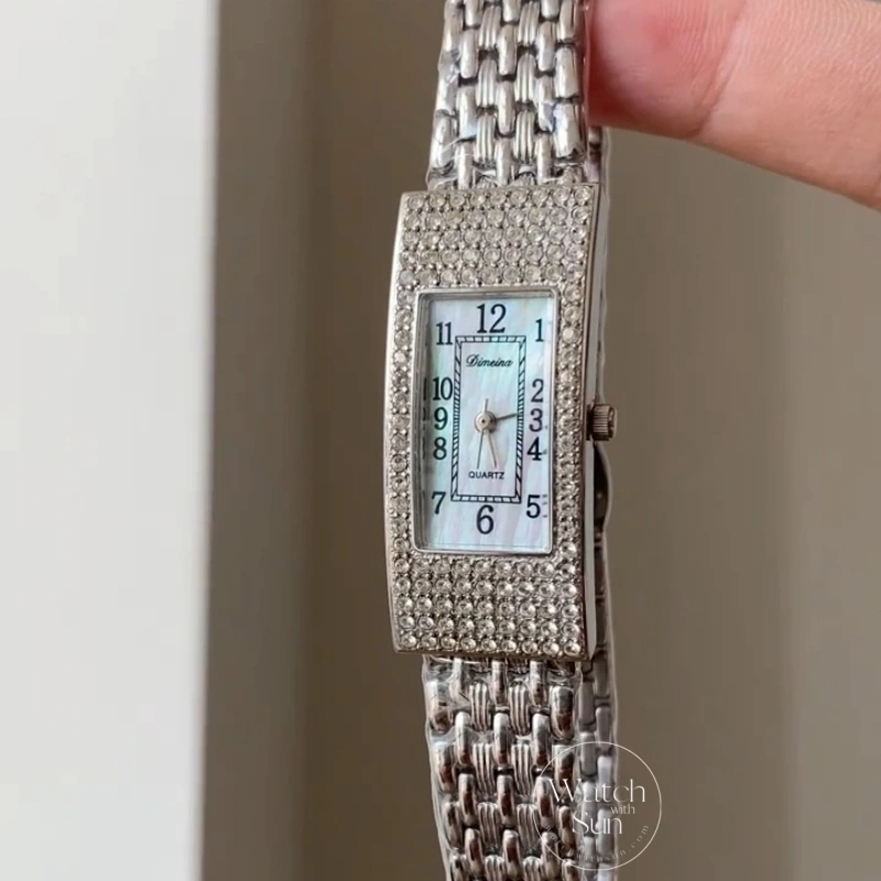 Retro Silver Rectangular Mother-of-Pearl Dial Women's Watch