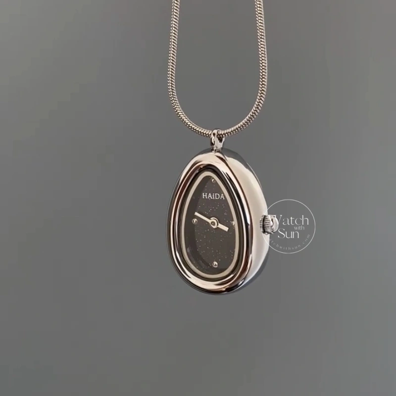 Chic Silver/Gold Teardrop Pendant Necklace Women's Watch