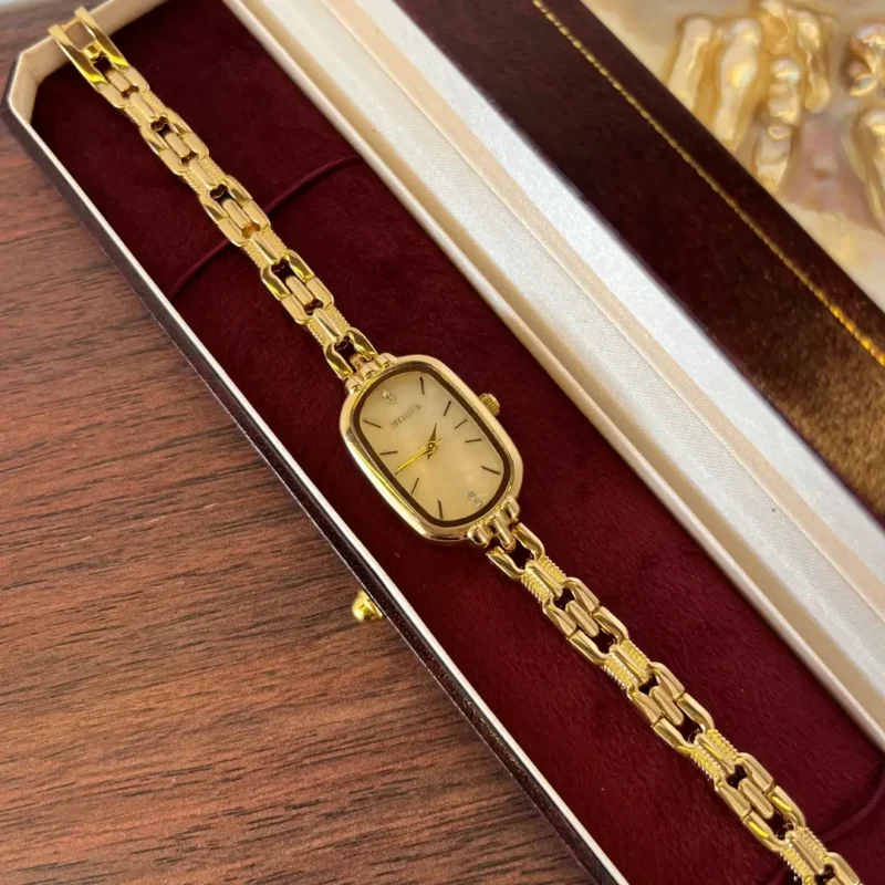 Beige Mother of Pearl Tiger's Eye Gemstone Bracelet Watch