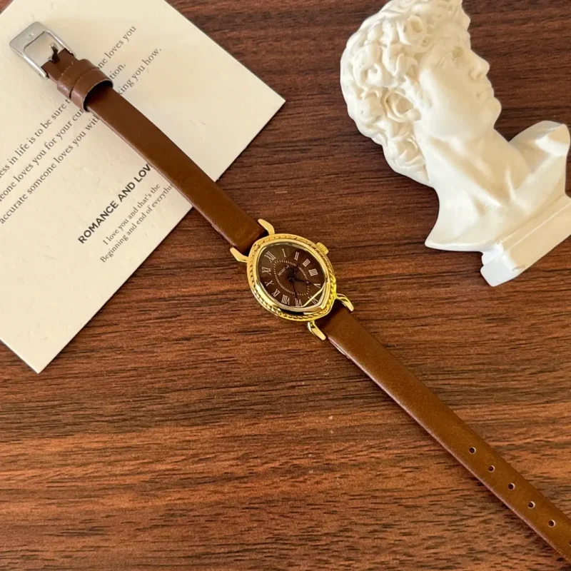 Classic Brown Leather Strap Watch for Women
