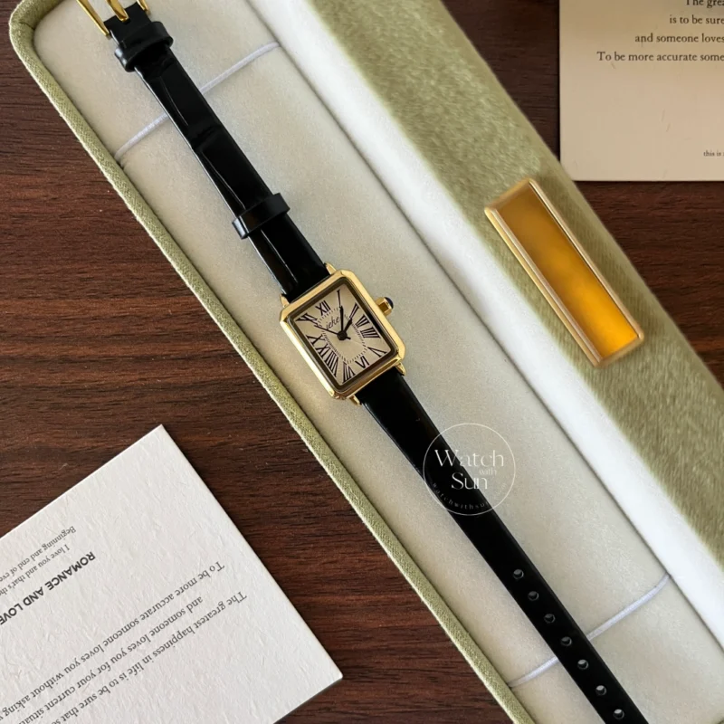 N307-1 Classic Square Face Brown/Black Leather Watch