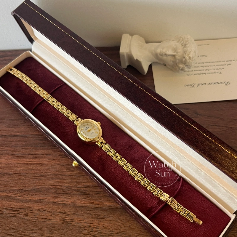 N602-1 Small Face Gold Oval Watch Mother of Pearl Women’s Watch
