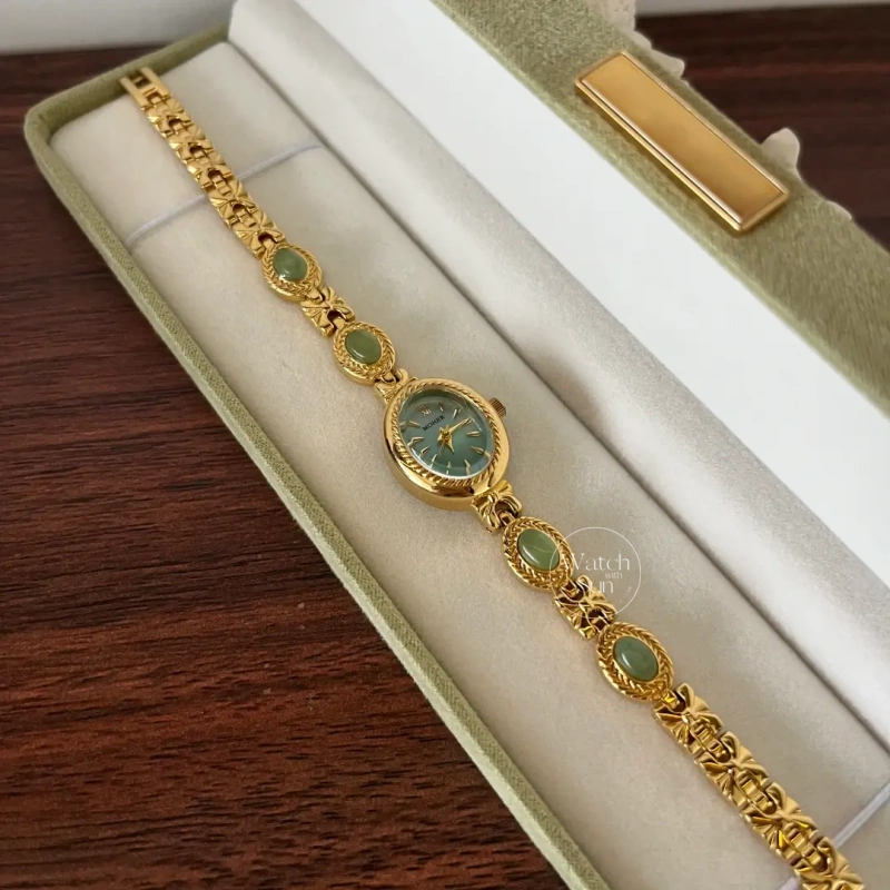 Mint Green Handmade Jade Gemstone Bracelet Watch