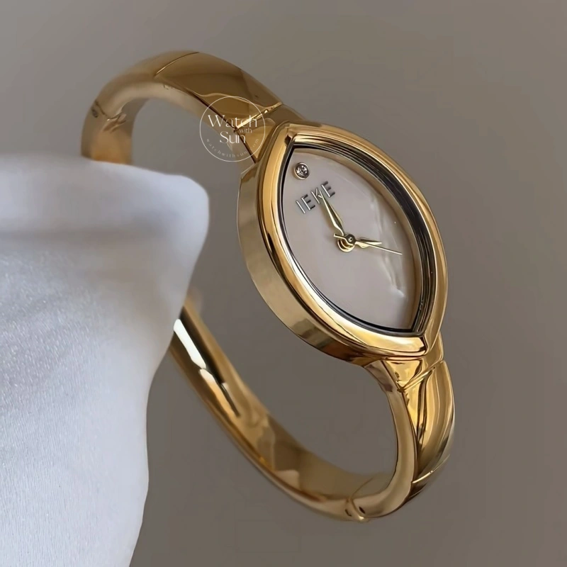 Retro Gold Marquise Dial Bangle Watch for Women
